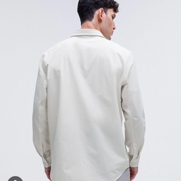 Lululemon New Venture Classic Fit LS Shirt ISWB Yellow/White Thin Stripe - Picture 2 of 8